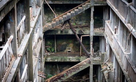 Hashima Island Apartment Stair Wells. Hard to imagine this was home to over 5000 coal-miners on this 15 acre island.